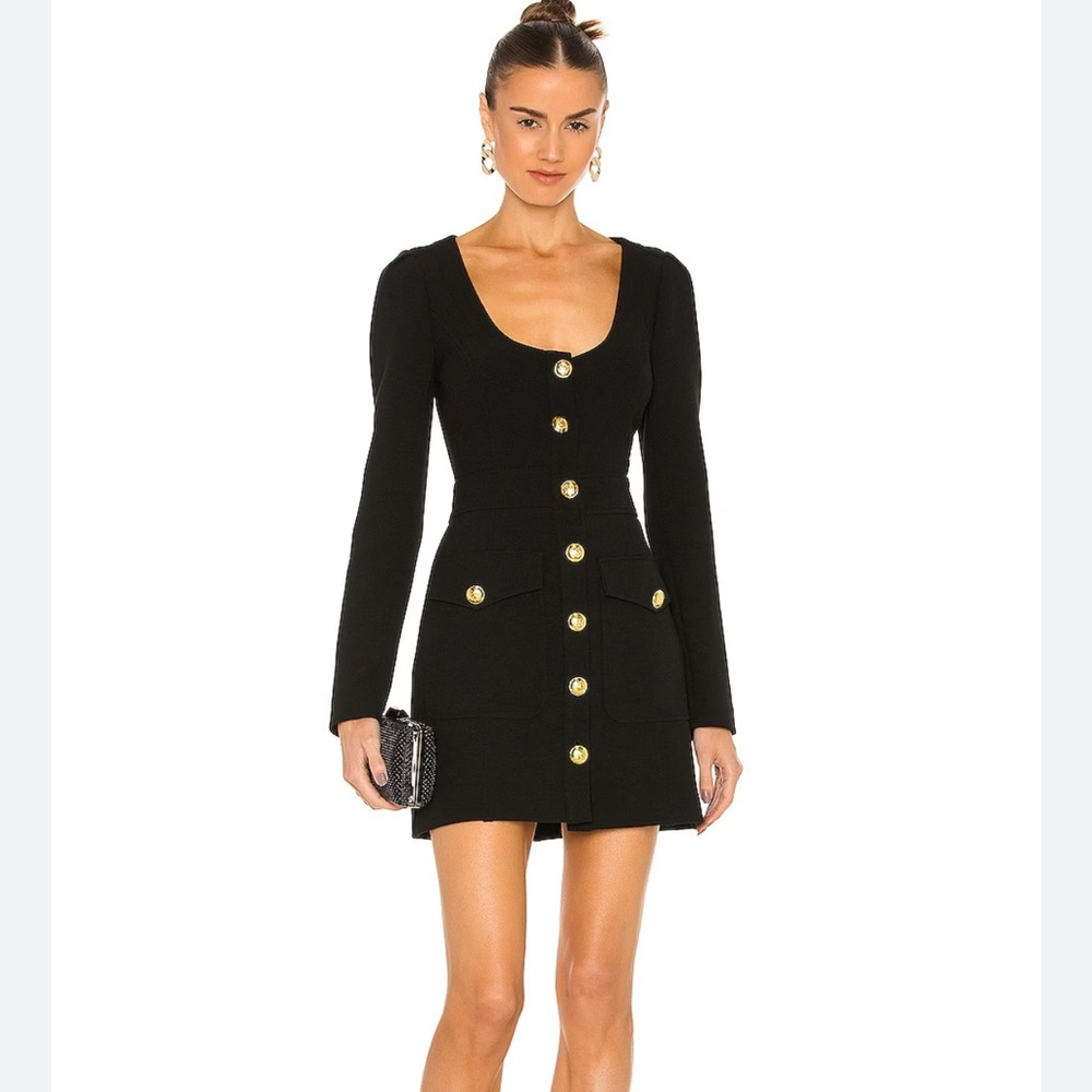 A.L.C. Black Mini Dress with Gold Buttons